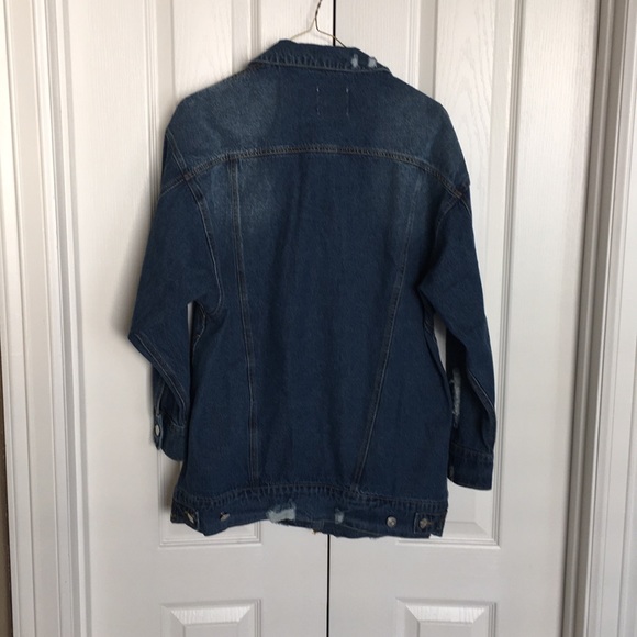 LAST Large Oversized distressed denim jean jacket - Picture 7 of 8